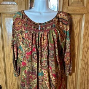 💚3/$25 Lauren Ralph Lauren Multicolor Paisley Blouse 1X